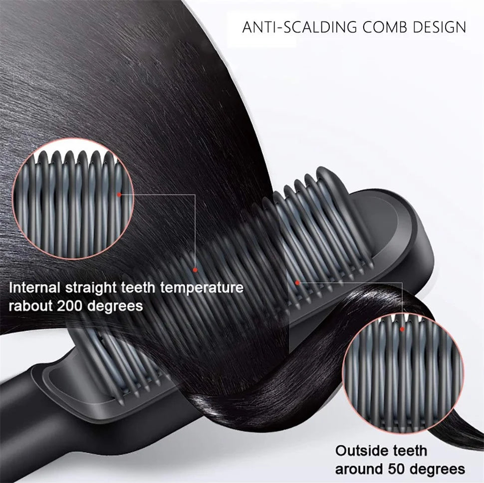 Fast Heating Ionic Hair Styler Comb/Brush Curler/Straightener