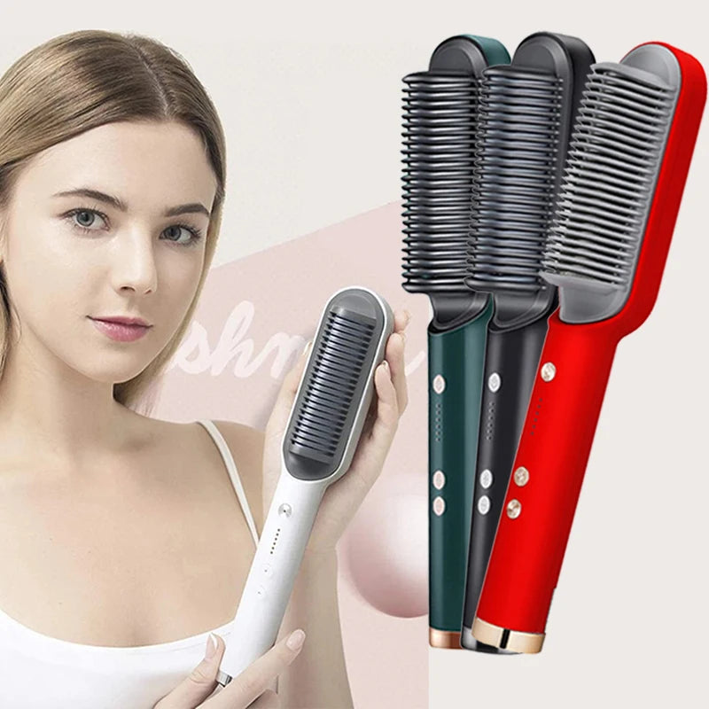 Fast Heating Ionic Hair Styler Comb/Brush Curler/Straightener