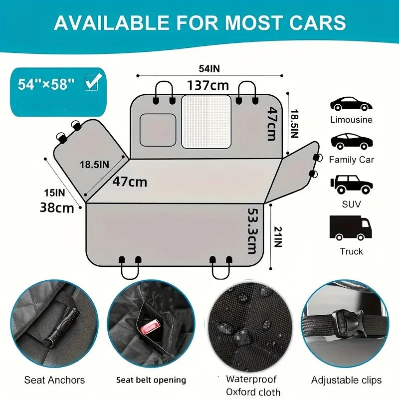 Premium Dog Car Hammock – Scratch-Proof & Waterproof seat protector