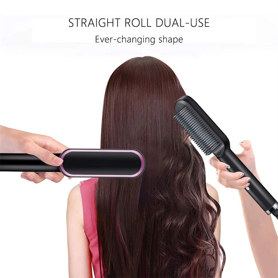 Fast Heating Ionic Hair Styler Comb/Brush Curler/Straightener